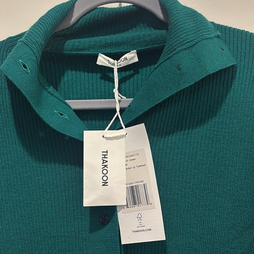 NWT Thakoon Button Up Turtleneckck Sweater. Medium. Color green - Picture 2 of 2